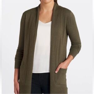 Stitch Fix Pink Clover Olive Green Open Front Cardigan Sweater Small New